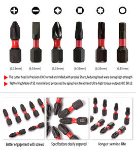 مثقاب مغناطيسي ذو رأس مربع من Phillips طراز S2 ودرجة صناعية 25 مم مثقاب ثقب بشكل مضلع مزود بحلقة حمراء اللون - Product Image 2