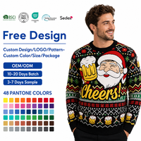 Pull fin d'hiver col rond pour homme, motif Père Noël, tricot personnalisé, vente en gros pour acheteurs de marques (ODM)