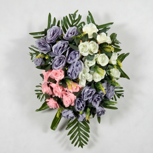 Ramo de Flores Artificiales en Tonos Púrpura, Blanco y Rosa, Estilo Vintage, Hecho a Mano, 55 cm, Guirnaldas Decorativas para Colgar en la Pared, Decoración del Hogar - Product Image 1