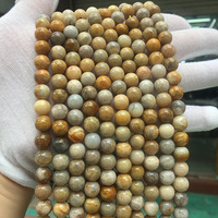 2025 à la mode pierre de chrysanthème naturel corail Jade perles de pierre rondes en vrac perles de jade jaune en brin pour la fabrication de bijoux