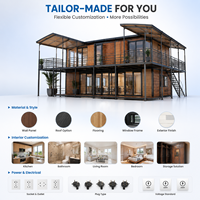 Villa préfabriquée de luxe à double étage, extensible, en conteneur, de 10 et 20 pieds, avec balcon et escalier