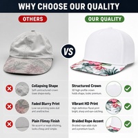 Casquette de baseball en nylon à bordure florale blanche avec broderie 3D, design vintage sportif réglable à 6 panneaux