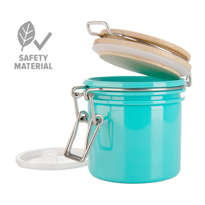 Pot à céréales en plastique incassable et durable de 200 ml avec couvercle à fermeture hermétique à goupille et déclencheur, couleur unie - Product Image 3