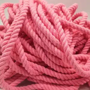 10毫米粉红色棉绳3股绞合3层麦拉绳