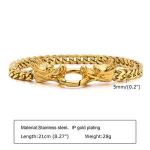 High End Jewelry <b>Mens</b> Stainless Steels Bracelet Personalized Gold Plated Dragon Charm Chain Bracelets - Product Image 5