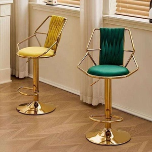 Taburete de Bar Moderno y Lujoso K, Giratorio 360°, Altura Ajustable, Estructura de Metal y Terciopelo, para Comedor, Dormitorio, Centro Comercial - Product Image 3