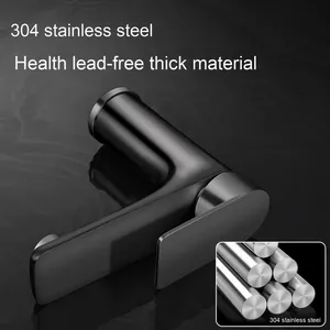 Vòi lavabo đơn tay cầm bằng thép không gỉ hiện đại, nóng lạnh, lắp đặt một lỗ, lõi van gốm, dùng cho nhà tắm gia đình - Product Image 2