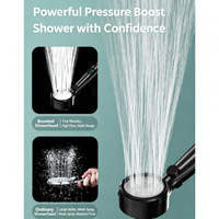 Pommeau de Douche Portable à Affichage LED de Température, 4 Modes de Jet, en ABS, Économiseur d'Eau, Pression Améliorée, avec Bouton d'Arrêt Rapide