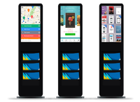 Kiosque publicitaire LCD Android Wifi avec porte-revues, support de sol numérique vertical intérieur de 22 à 32 pouces
