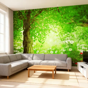 <span class=keywords><strong>Carta</strong></span> <span class=keywords><strong>da</strong></span> <span class=keywords><strong>Parati</strong></span> Moderna <span class=keywords><strong>con</strong></span> Paesaggio Forestale Verde, <span class=keywords><strong>Alberi</strong></span> e Margherite, Impermeabile, Facile <span class=keywords><strong>da</strong></span> Installare per Camera <span class=keywords><strong>da</strong></span> Letto, Bagno e Altro - Product Image 1