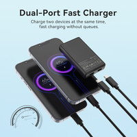 Merryking 2024 GaN 65W Chargeur USB-C USB-A 2 Ports PD3.0 Charge Rapide Chargeur Mural 45W 60W pour Ordinateur Portable Téléphone Mobile