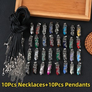 Conjunto de Collar con Colgante de Prisma Hexagonal Haima, Cadena de Cuerda Encerada de 31cm-40cm, Accesorios de Joyería Hechos a Mano - Product Image 3