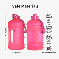 Bouteille d'eau en plastique de 1,75 gallon pour le bureau, imprimée, grande capacité pour adulte avec poignée, conteneur d'eau en plastique de 74 oz