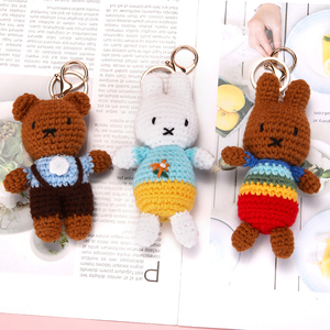 QYS Cute Handmade Faux Fur Bunny Bear Plush <b>Keychain</b> Soft Animal Pendant Fashion Bag Charm Key Ring Gift for Women Girls - Product Image 1