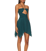 Robe en gaze sans bretelles conception de cou suspendu mode fête style mode ourlet irrégulier de haute qualité