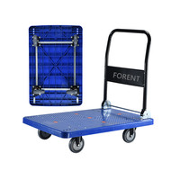 Carro de mano de plástico resistente, ruedas giratorias de 360 grados, camión de empuje plegable para plataforma de almacenamiento de carga de alta capacidad de peso