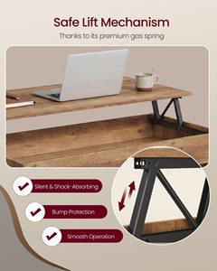 Mesa de Centro SENYU con Plataforma Elevadora, Mesa de Comedor, Resorte de Gas, Compartimento Oculto, Estante de Almacenamiento Abierto - Product Image 5