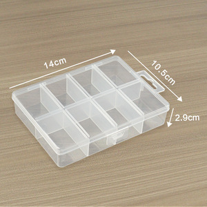 8 Compartment Plastic Storage <b>Box</b> 14x10.5x2.9cm Transparent <b>Tool</b> Organizer For Hardware Buttons Fishing Gear - Product Image 1