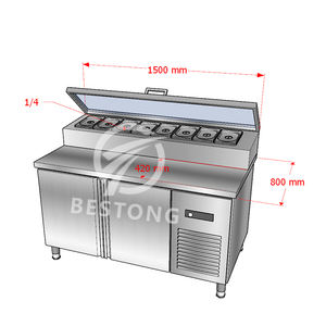 Balcão Refrigerado Ventilado para Preparação de Alimentos, Bar de Saladas, Refrigerador para Sanduíches e Pizzas, Mesa de Preparação com Tampa - Product Image 4