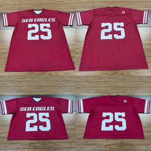 Camiseta de fútbol recortada personalizada con hombros caídos para hombre, camiseta de malla deportiva sublimada de longitud completa de gran tamaño, camiseta de tela de seda - Product Image 2