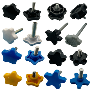 Sekrup tangan kenop bintang plastik hitam kustom M3 M4 M5 M6 kancing berulir untuk pegangan furnitur dapur - Product Image 1