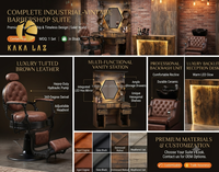 Set Rias Rambut Lengkap dengan Cermin LED untuk Salon Pria dan Barber Station