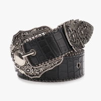 Subkultur Retro Damen PU-Leder Gürtel Schwarz mit Automatikschnalle und Perlenrand – Modischer Zierriemen für Jeans und Kleider