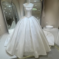 Gaun Pengantin Wanita Model Ball Gown Minimalis Satin Ivory Jancember DW0237