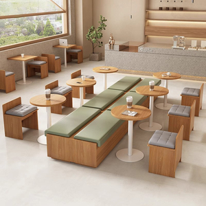 Conjunto de Sofás de <span class=keywords><strong>Esquina</strong></span> para Cafetería o Bar con Diseño de Paneles de Madera Personalizados y Tapicería de Cuero para Restaurantes, Hoteles y Cafeterías - Product Image 2