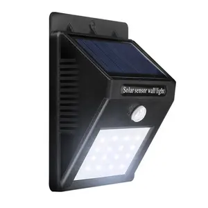 IP65 lumières solaires de jardin extérieur pour mur en aluminium 4W 20 leds blanc chaud lumière avec capteur PIR