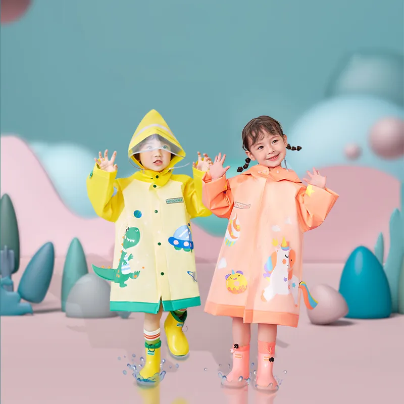KOCOTREE Fashion Cartoon Children Raincoat Kids Rain Jacket With School Thick Poncho Jacket Waterproof For Kids