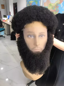 Vente en gros, en Stock, 100% cheveux humains indiens, pleine main, noué à la main, couleur noire naturelle, Afro, Base en dentelle, moustache, <span class=keywords><strong>barbe</strong></span> pour hommes - Product Image 5