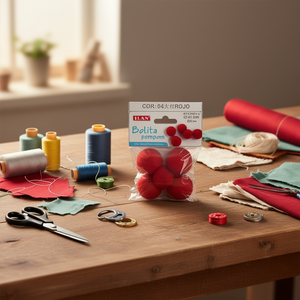 Pompon Iln Bolita 3,5 cm Rosso per Decorazioni Artigianali - Product Image 3