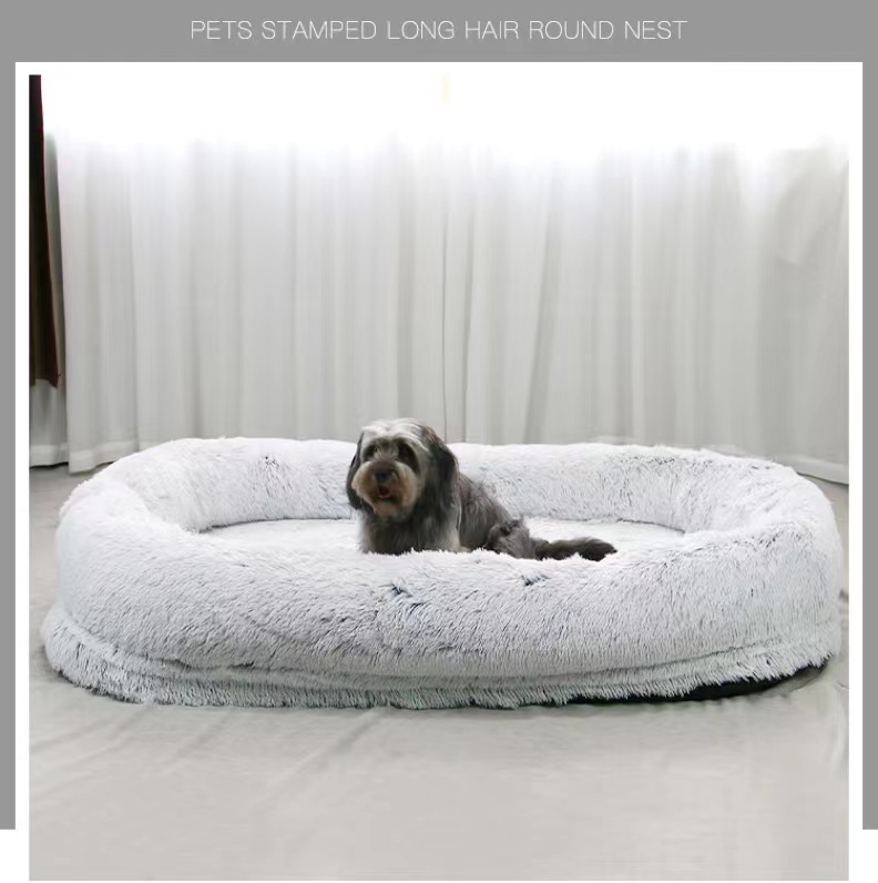 Wholesale High Quality 160cm Human Washable Non-Slip Long Plush Giant Fluffy Pet Bed For Cats And Dogs