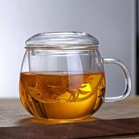 Tasses à café en verre transparent très vendues, avec infuseur à thé, couvercles, résistantes à la chaleur, écologiques, capacité 350-450 ml, nouveau style chinois