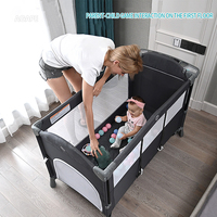 Lit de bébé pliable multifonctionnel de haute qualité, parc pour bébé, lit d'appoint, lit de voyage, lit de bébé en métal moderne avec côtés rabattables