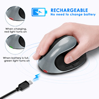 Mouse optik vertikal ergonomis 2.4GHz, tetikus optik vertikal, nirkabel, USB 3D, gaya 1600 DPI tinggi, dapat disesuaikan untuk tangan besar, stok LED untuk PC Game