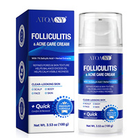 Crema ATOANY Quick Comfort & Renewal para el Cuidado de la Foliculitis y el Acné con 1% de Ácido Salicílico + Extractos Herbales para Cuero Cabelludo, Rostro, Cuerpo y Piel