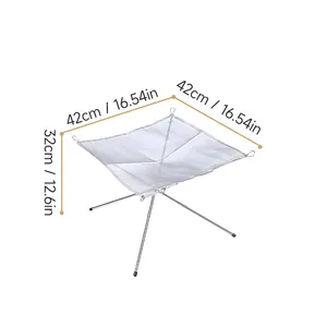 Dilipat perapian berkemah portabel luar ruangan lubang api dilipat baja tahan karat 304 jala api