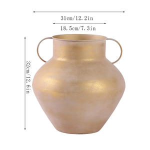 यूरोपीय शास्त्रीय गोल्डन बेली वेज़ डबल कान उत्कृष्ट धातु की टेबलटॉप फूल सजावट लोहे की शादी कार्यालय सजावट - Product Image 2