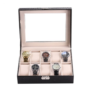 Luxury Custom logo Popular Leather Watch Mens Packaging case PU Leather <b>Storage</b> Gift 10 Slots Watch <b>Box</b> - Product Image 2