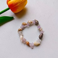 2026 Comiya Bijoux de mode unisexe en améthyste naturelle roulée, quartz rose, quartz fraise et coquille d'escargot de mer, cadeau