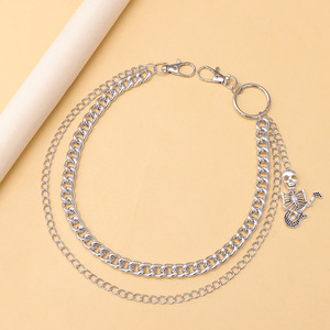 Colgante de guitarra con diseño de esqueleto, cadena de cintura de metal de doble capa, estilo Hip Hop, unisex, informal, cadena para pantalones de aleación de zinc - Product Image 6