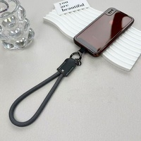 Tali Pergelangan Tangan Ponsel dari Poliester Terjalin dengan Ujung Kulit PU Jahitan Tangan, Gesper Logam, Gantungan Kunci Anti-Hilang untuk Casing Ponsel.