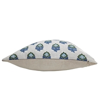 Housse de coussin décorative 100% coton bleu vert à motifs floraux indiens pour canapé et chambre à coucher