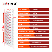 Panneau de thérapie infrarouge LED ILUXRED à 5 longueurs d'onde, haute intensité, lumière rouge, corps entier, avec support pour la maison, la beauté et la salle de sport