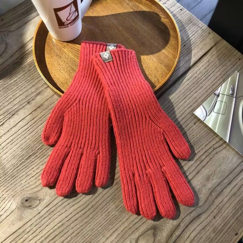 Large red long gloves with logo - free size