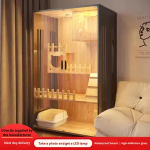 고양이 빌라 케이지 & 하우스 초대형 2~3층 방수 보드 & 고화질 유리 애완동물 쉼터 - Product Image 3