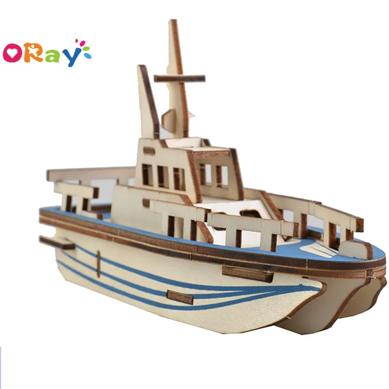 عالية الجودة الجملة 3D DIY خشبية لغز لعبة الزخرفية الحياة عارض قوارب التعليم اليدوى السفينة بناء كتل للأطفال