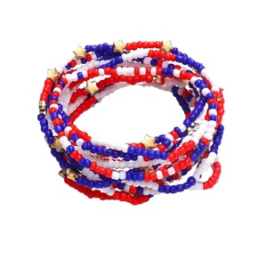 Decoración de fiesta, 12 piezas, 4 de julio, pulsera Patriótica con cuentas, <span class=keywords><strong>Independencia</strong></span> de EE. UU., pulseras del 4 de julio para mujer - Product Image 4